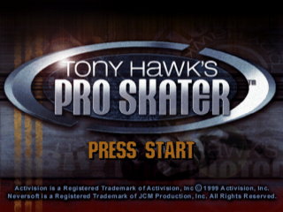 Tony Hawk title screen for Playstation